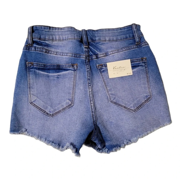 KANCAN Women's Regular Distressed Mid Rise KC11143ML Jean Shorts Size 25 - Picture 3 of 16